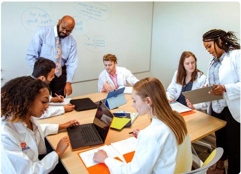 group of medical students in a classroom