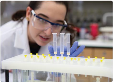 student in a science lab